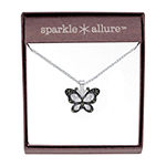 Sparkle Allure Crystal Pure Silver Over Brass 18 Inch Cable Butterfly Pendant Necklace