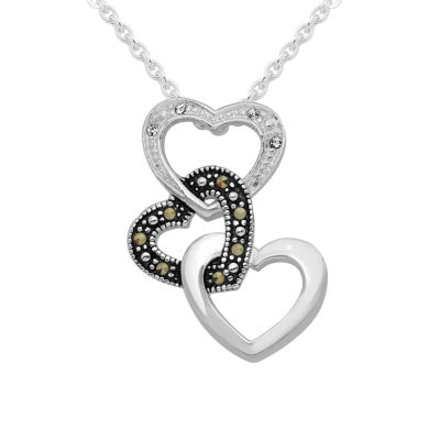 Sparkle Allure Crystal Pure Silver Over Brass 18 Inch Cable Heart Pendant Necklace