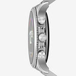 Fossil Smartwatches Gen 6 Mens Silver Tone Stainless Steel Smart Watch Ftw4060v