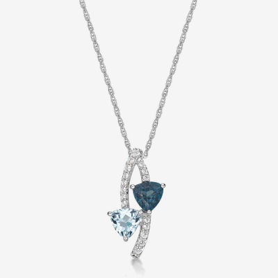 Womens Genuine Blue Topaz Sterling Silver Pendant Necklace