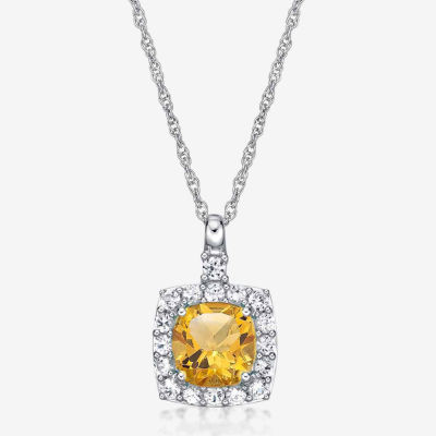 Womens Genuine Citrine & LabCreated White Sapphire Sterling Silver