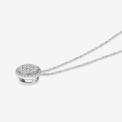 Womens 1/4 CT. T.W. Natural White Diamond 10K White Gold Round Pendant Necklace