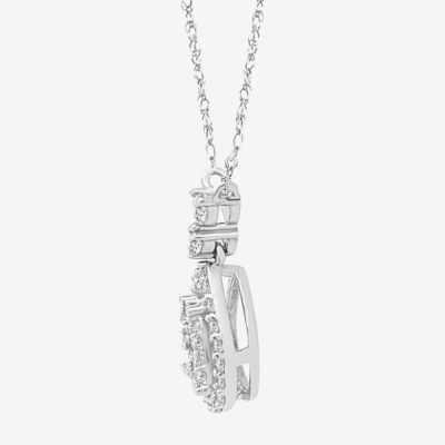 Womens / CT. T.W. Mined White Diamond 10K White Gold Pear Pendant Necklace
