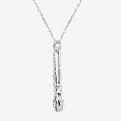 Linear Womens 1/4 CT. T.W. Natural White Diamond 10K White Gold Y Necklace