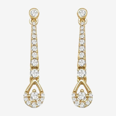 CT. T.W. Natural White Diamond 10K Gold Drop Earrings