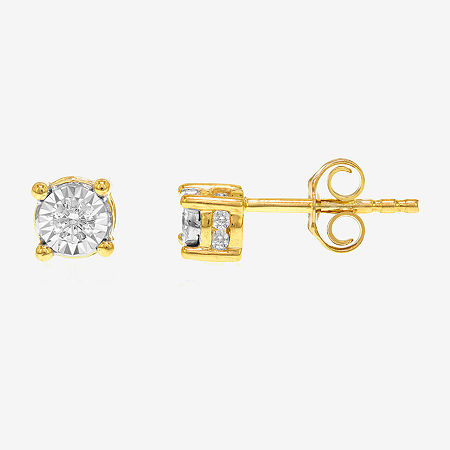 Tru Miracle 1/6 CT. T.W. Natural White Diamond 10K or 14K Gold Round Stud Earrings, One Size, Yellow -  TRUMIRACLE, 27112410018