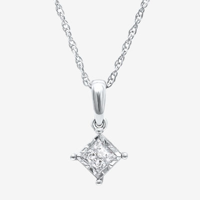 TruMiracle® Womens 1/7 CT. T.W. White Genuine Diamond 10K Gold Pendant Necklace