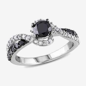 Sterling Silver Black And White Diamond Ring Sterling Silver Black And White Diamond Ring