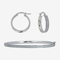Womens Sterling Silver 2-pc. Glitter Jewelry Set, One Size , No Color Family