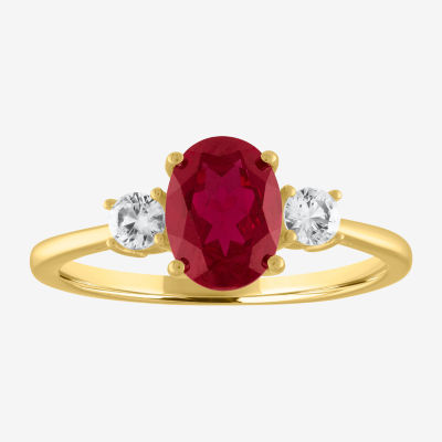 Womens Lab Created Red Ruby 10K Gold Cocktail Ring