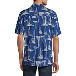 St. John's Bay Camp Dexterity Mens Easy-on + Easy-off Adaptive Classic Fit Short Sleeve Button-Down Shirt
