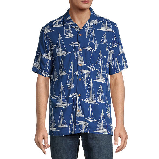 St. John's Bay Camp Dexterity Mens Easy-on + Easy-off Adaptive Classic Fit Short Sleeve Button-Down Shirt