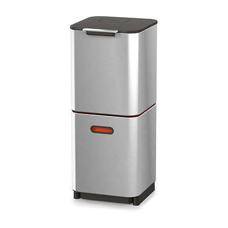 Joseph Joseph Totem Compact 40-Litre - Stainless Steel Waste And Recycling Bins Trash Can, One Size, Stainless Steel