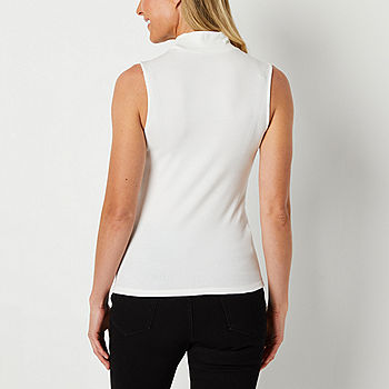 a.n.a Womens Ribbed Sleeveless Mock Neck Top