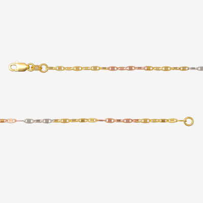 Made in Italy 14K Tri-Color Gold 18 Inch Solid Valentino Chain Necklace