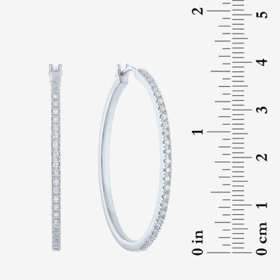 (G-H/ I1-I2) 1/4 CT. T.W. Lab Grown White Diamond Sterling Silver 40mm Hoop Earrings