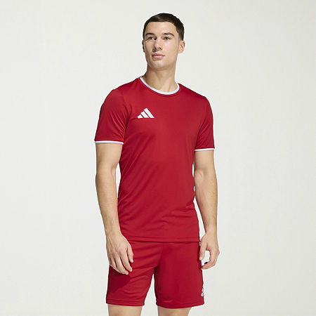 adidas Mens Crew Neck Short Sleeve Active T-Shirt, Medium, Red