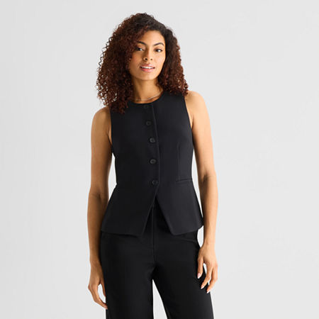 a.n.a Womens Crew Neck Sleeveless Vest, Large, Black