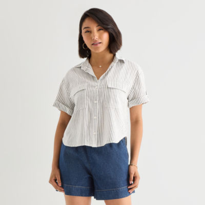 a.n.a Womens Short Sleeve Blouse