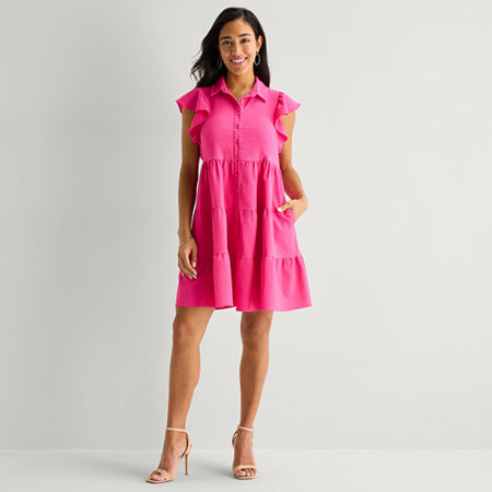 Danny & Nicole Womens Short Sleeve Shirt Dress