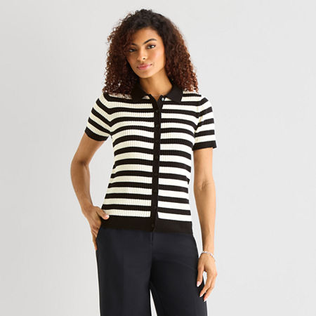 a.n.a Tall Womens Short Sleeve Polo Sweater