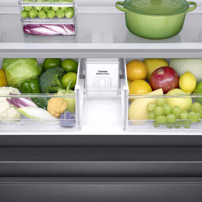 Samsung 22 cu. ft. Capacity Counter Depth 4-Door French Door Refrigerator with Family Hub™ Recessed Handles