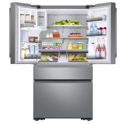 Samsung 23 cu. ft. Capacity Counter Depth 4-Door French Door Refrigerator with Polygon Handles