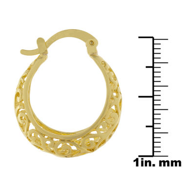 Silver Reflections 24K Gold Over Brass Hoop Earrings