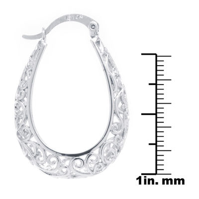 Silver Reflections Womens 30mm Oval Hoop Earrings