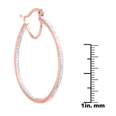 Sparkle Allure Womens Crystal 14k Rose Gold Over Brass 40mm Hoop Earrings