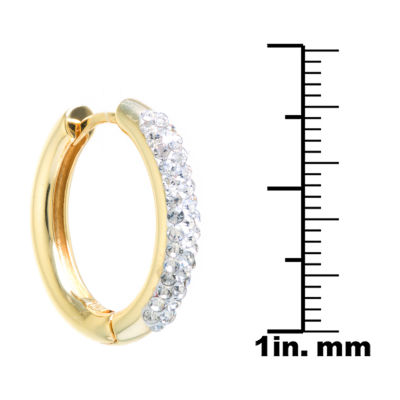 Sparkle Allure Crystal Huggie Womens Crystal 24K Gold Over Brass 20mm Hoop Earrings