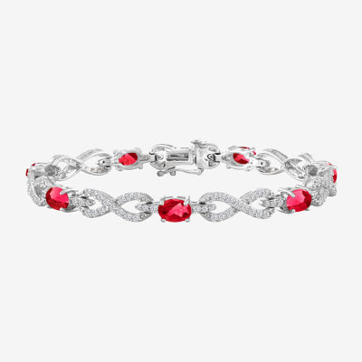 Lab Created Red Ruby Sterling Silver Tennis Bracelet