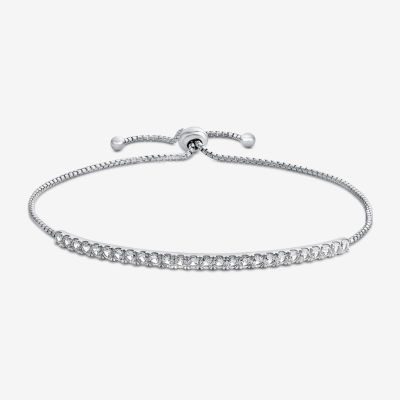 Lab Created White Sapphire Sterling Silver Bolo Bracelet