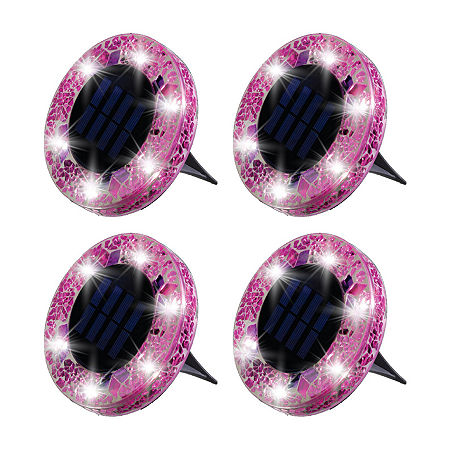 Bell + Howell Solar Powered Mosaic Disk Light With Auto On/Off Lighting And Weatherproof - 4 Pack, One Size, Pink