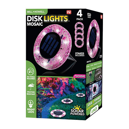 Bell + Howell Solar Powered Mosaic Disk Light With Auto On/Off Lighting And Weatherproof - 4 Pack, One Size, Pink