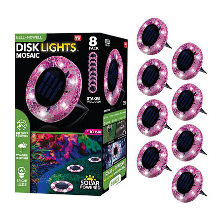 Bell + Howell Solar Powered Mosaic Disk Light With Auto On/Off Lighting And Weatherproof - 8 Pack, One Size, Pink