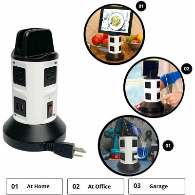 Bell+Howell Spin Power Charging Station with Surge Protector and Power Strip