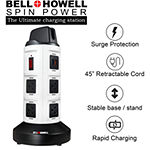 Bell + Howell Spin Power Pro Charging Station with Surge Protector and Power Strip - 8 Outlets and 6 USB Ports