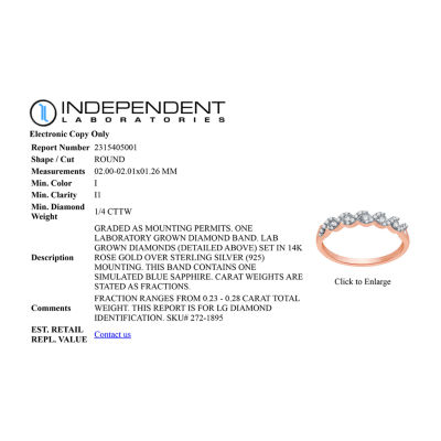 I Said Yes (H-I / I1) Womens 1/4 CT. T.W. Lab Grown White Diamond Sterling Silver Anniversary Wedding Band