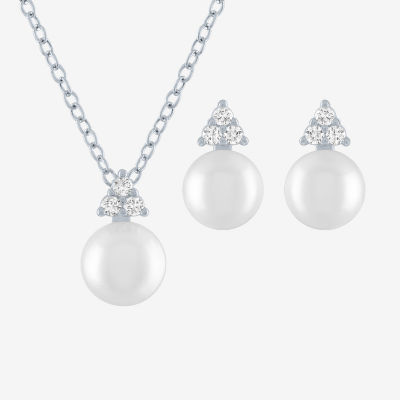 Yes, Please! Lab Created White Cultured Freshwater Pearl Sterling Silver 2-pc. Jewelry Set