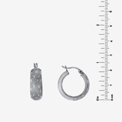 Diamond Cut Womens Sterling Silver 20.3mm Hoop Earrings
