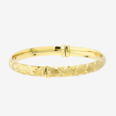 Diamond Cut 14K Two Tone Gold Over Silver Bangle Bracelet