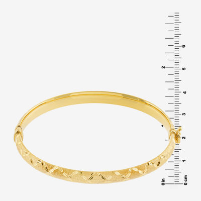 Diamond Cut 14K Two Tone Gold Over Silver Bangle Bracelet