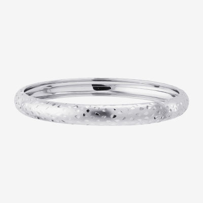 Diamond Cut Womens Sterling Silver Bangle Bracelet
