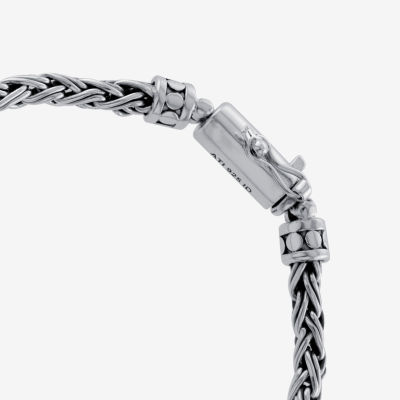 Bali Inspired Sterling Silver Semisolid Byzantine Chain Bracelet