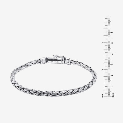 Bali Inspired Sterling Silver Semisolid Byzantine Chain Bracelet