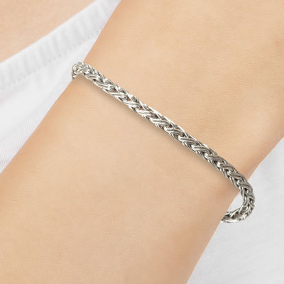 Bali Inspired Sterling Silver Semisolid Byzantine Chain Bracelet