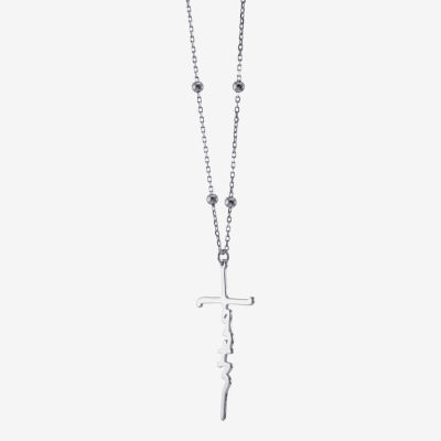 Womens Sterling Silver Cross Pendant Necklace