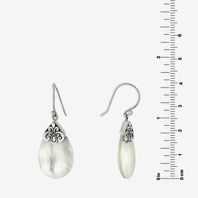 White Mother Of Pearl Sterling Silver Pear Drop Earrings