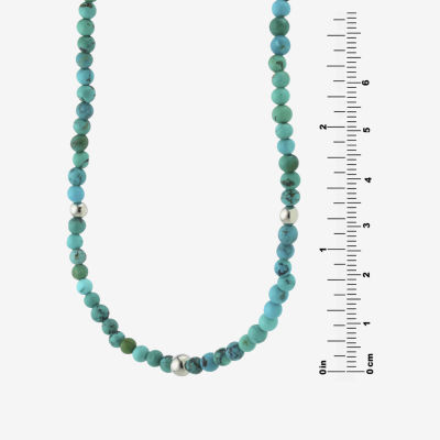Womens Blue Turquoise Sterling Silver 16 Inch Beaded Necklace